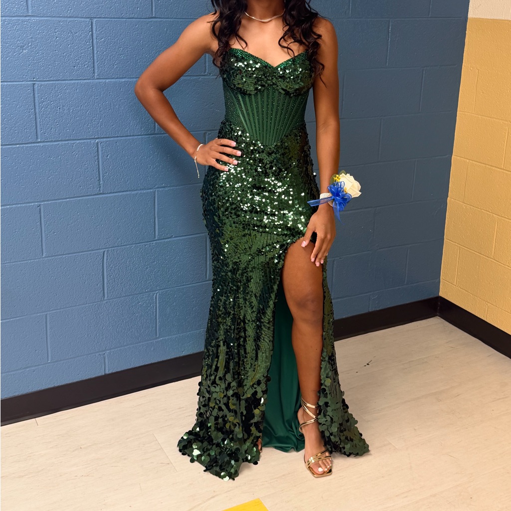 Alyce Paris Emerald Sequin Prom Dress